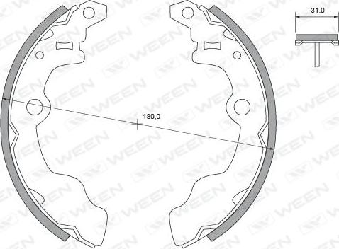 Ween 152-2336 - Комплект тормозных колодок, барабанные autodif.ru