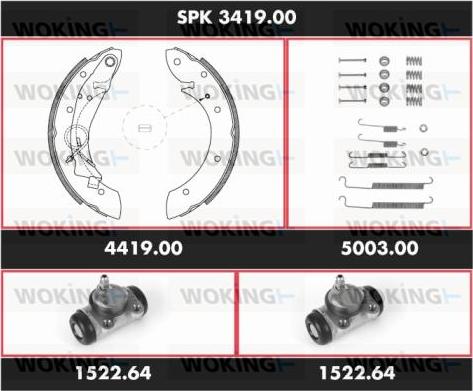 Woking SPK 3419.00 - Комплект тормозных колодок, барабанные autodif.ru
