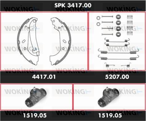 Woking SPK 3417.00 - Комплект тормозных колодок, барабанные autodif.ru