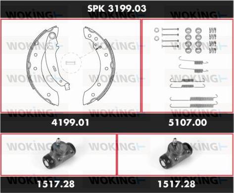 Woking SPK 3199.03 - Комплект тормозных колодок, барабанные autodif.ru