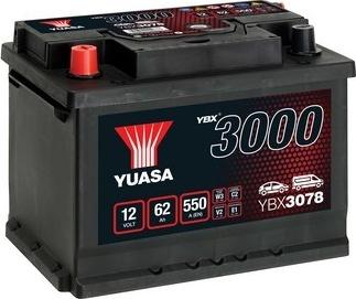 Yuasa YBX3078 - Стартерная аккумуляторная батарея, АКБ autodif.ru