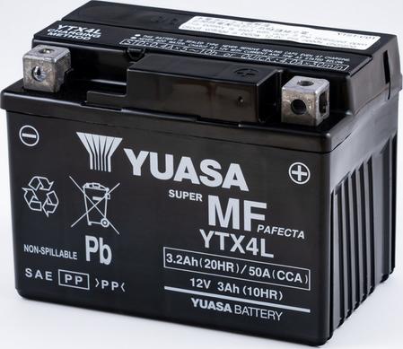 Yuasa YTX4L - Стартерная аккумуляторная батарея, АКБ autodif.ru