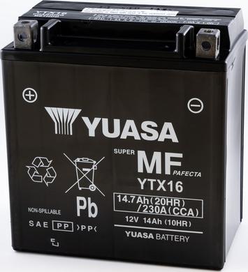 Yuasa YTX16 - Стартерная аккумуляторная батарея, АКБ autodif.ru
