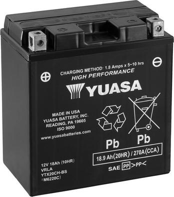 Yuasa YTX20CH-BS - Стартерная аккумуляторная батарея, АКБ autodif.ru