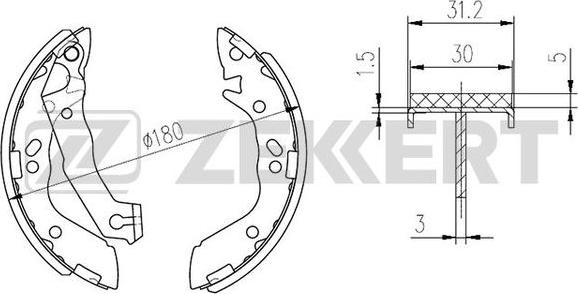 Zekkert BK-4217 - Комплект тормозных колодок, барабанные autodif.ru