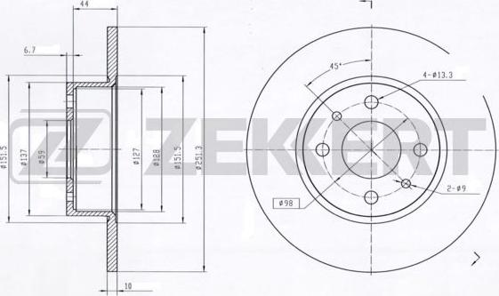 Zekkert BS-5013 - Тормозной диск autodif.ru