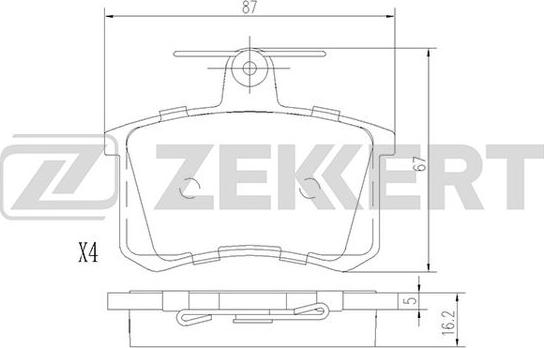 Zekkert BS-1096 - Тормозные колодки, дисковые, комплект autodif.ru