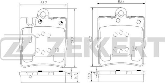 Zekkert BS-1165 - Тормозные колодки, дисковые, комплект autodif.ru