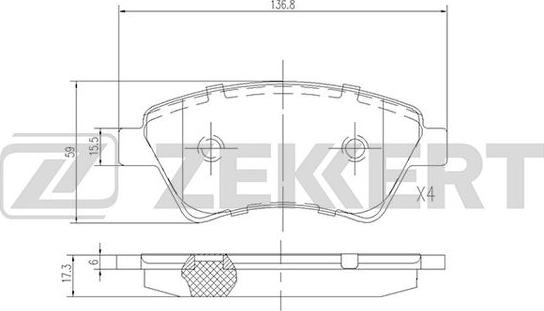 Zekkert BS-2826 - Тормозные колодки, дисковые, комплект autodif.ru