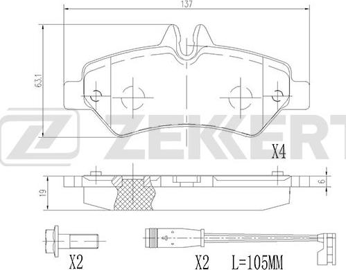 Zekkert BS-2791 - Тормозные колодки, дисковые, комплект autodif.ru