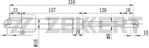 Zekkert GF-1571 - Газовая пружина, капот autodif.ru