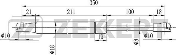 Zekkert GF-1572 - Газовая пружина, упор autodif.ru