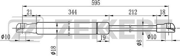 Zekkert GF-1666 - Амортизатор багажника Renault Megane Scenic 96-, Scenic 99- Zekkert autodif.ru