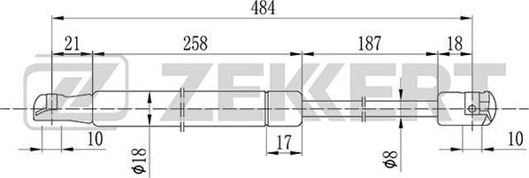 Zekkert GF-1602 - GF-1602 ZEKKERT Упор газовый багажника autodif.ru