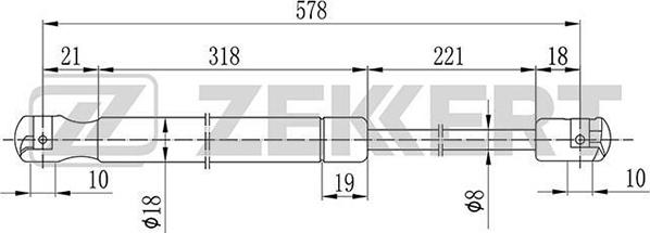 Zekkert GF-1098 - Газовая пружина, упор autodif.ru