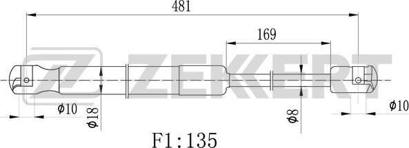 Zekkert GF-2490 - GF-2490 ZEKKERT Упор газовый заднего стекла autodif.ru