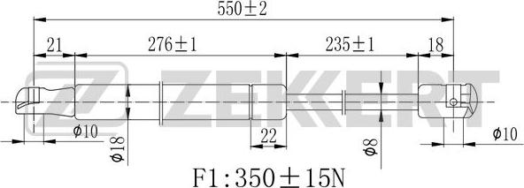Zekkert GF-2173 - Газовая пружина, упор autodif.ru