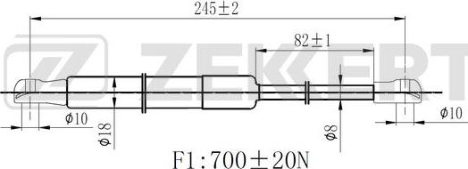 Zekkert GF-2347 - Пружина газовая капота Volvo XC70 02- S60 00- V70 II 99- autodif.ru
