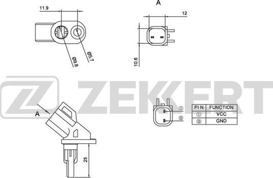 Zekkert SE-6056 - Датчик ABS, частота вращения колеса autodif.ru