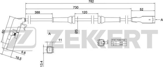 Zekkert SE-6036 - Датчик ABS, частота вращения колеса autodif.ru