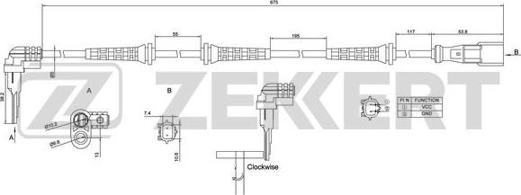 Zekkert SE-6172 - Датчик ABS, частота вращения колеса autodif.ru
