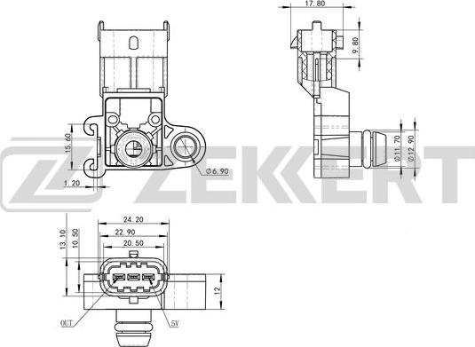 Zekkert SE-1045 - Датчик, давление во впускной трубе autodif.ru