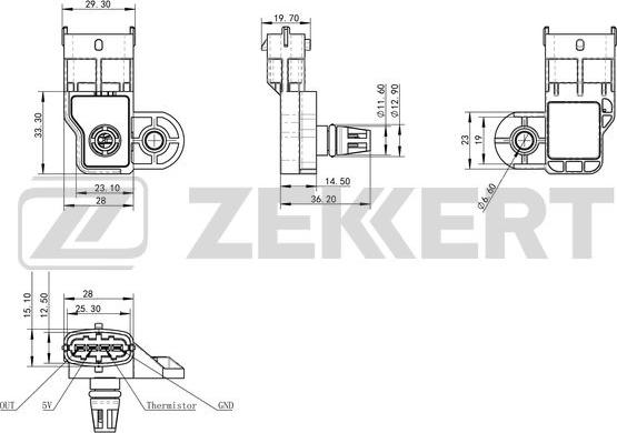 Zekkert SE-1040 - Датчик, давление во впускной трубе autodif.ru