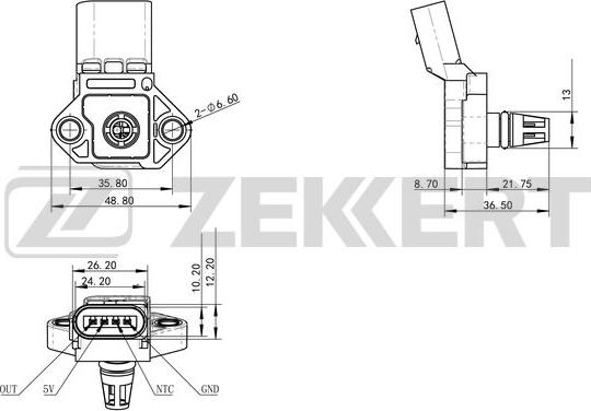 Zekkert SE-1035 - Датчик, давление во впускной трубе autodif.ru