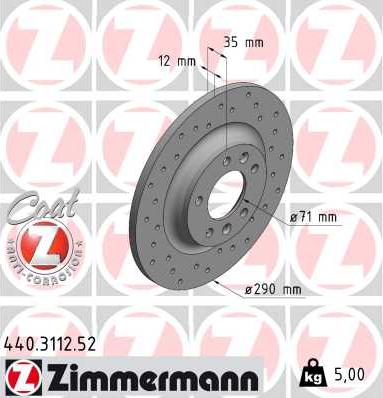 Zimmermann 440.3112.52 - Тормозной диск autodif.ru