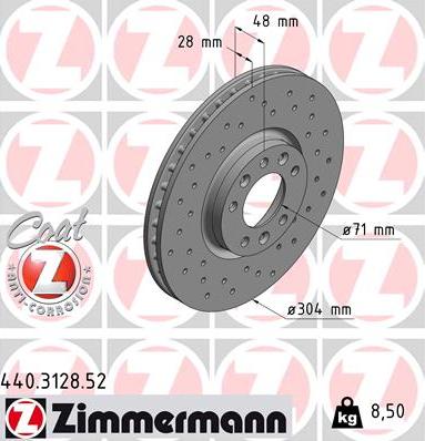 Zimmermann 440.3128.52 - Тормозной диск autodif.ru