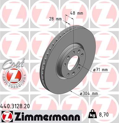 Zimmermann 440.3128.20 - Тормозной диск autodif.ru