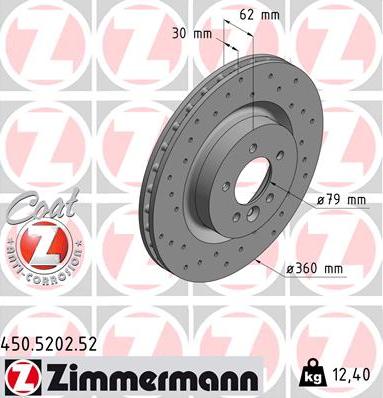 Zimmermann 450.5202.52 - Тормозной диск autodif.ru