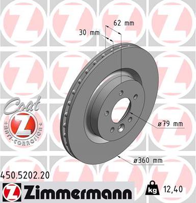 Zimmermann 450.5202.20 - Тормозной диск autodif.ru