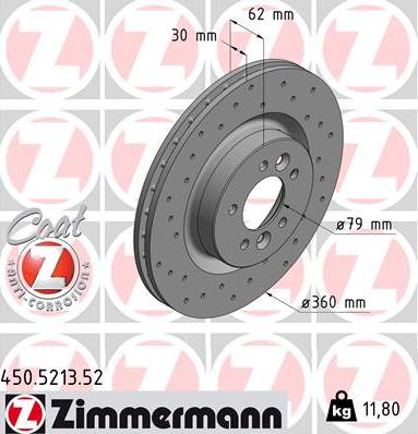 Zimmermann 450.5213.52 - Тормозной диск autodif.ru