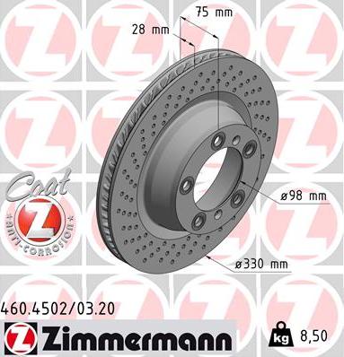 Zimmermann 460.4502.20 - Тормозной диск autodif.ru