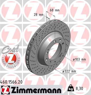 Zimmermann 460.1566.20 - Тормозной диск autodif.ru