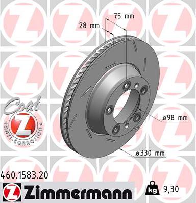 Zimmermann 460.1583.20 - Тормозной диск autodif.ru