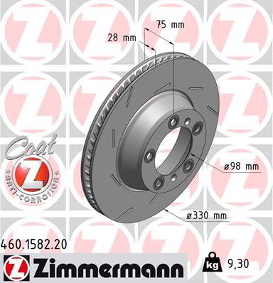 Zimmermann 460.1582.20 - Тормозной диск autodif.ru