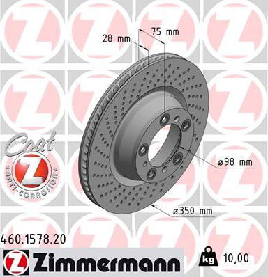 Zimmermann 460.1578.20 - Тормозной диск autodif.ru