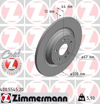 Zimmermann 400.5545.20 - Тормозной диск autodif.ru