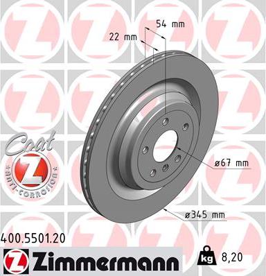 Zimmermann 400.5501.20 - Тормозной диск autodif.ru