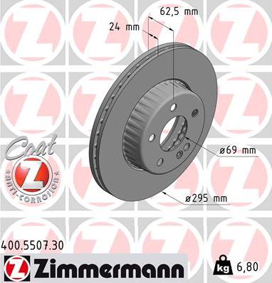 Zimmermann 400.5507.30 - Тормозной диск autodif.ru