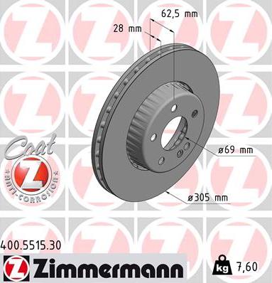 Zimmermann 400.5515.30 - Тормозной диск autodif.ru