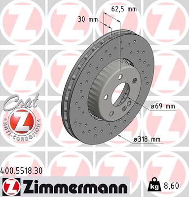 Zimmermann 400.5518.30 - Тормозной диск autodif.ru