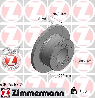 Zimmermann 400.6469.20 - Тормозной диск autodif.ru