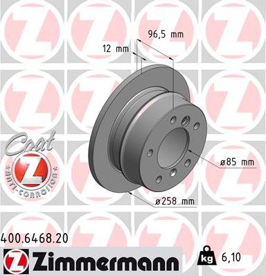 Zimmermann 400.6468.20 - Тормозной диск autodif.ru