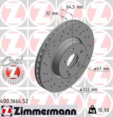 Zimmermann 400.3664.52 - Тормозной диск autodif.ru