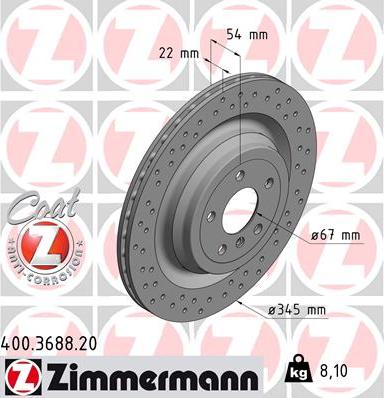 Zimmermann 400.3688.20 - Тормозной диск autodif.ru