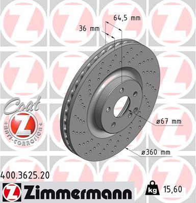 Zimmermann 400.3625.20 - Тормозной диск autodif.ru