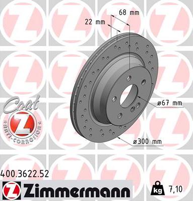 Zimmermann 400.3622.52 - Тормозной диск autodif.ru
